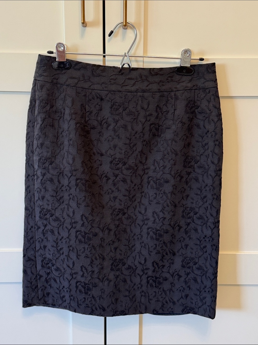 Banana Republic Black Floral Jacquard Pencil Skirt